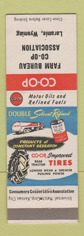 Matchbook Cover - COOP Farm Bureau oil gas Laramie WY