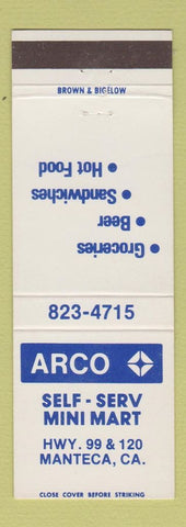 Matchbook Cover - Arco oil gas Self Serv Mini Mart Manteca CA
