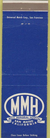 Matchbook Cover - Mills Memorial Hospital San Mateo CA
