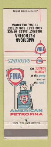 Matchbook Cover - Fina oil gas Tulsa OK