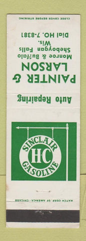 Matchbook Cover - Sinclair oil gas Painter Larson Sheboygan Falls WI