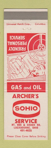 Matchbook Cover - Archer's Sohio oil gas Lockbourne OH