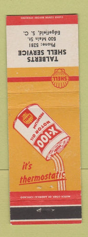 Matchbook Cover - Shell oil gas Talberts Edgefield SC