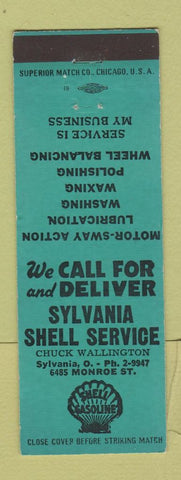 Matchbook Cover - Sylvania Shell oil gas Sylvania OH