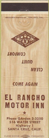 Matchbook Cover - El Rancho Motor Inn Santa Cruz CA