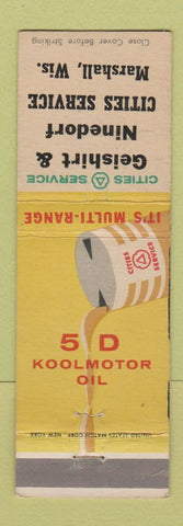Matchbook Cover - Cities oil gas Geishirt Ninedorf Marshall WI