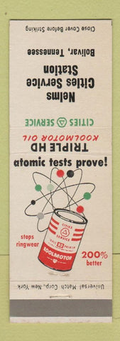 Matchbook Cover - Nelms Cities oil gas Bolivar TN