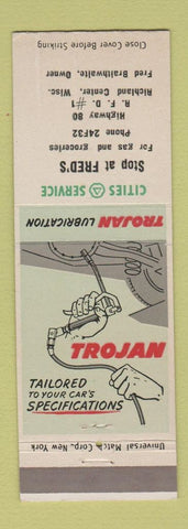 Matchbook Cover - Fred's Cities oil gas Richland Center WI