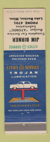 Matchbook Cover - Cities oil gas Jim Birner Lake Benton MN low phone #