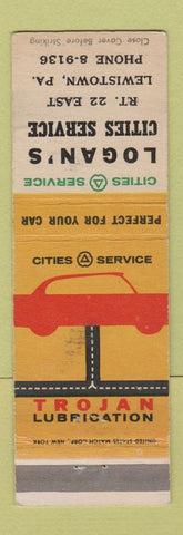 Matchbook Cover - Cities oil gas Logan's Lewistown PA