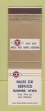 Matchbook Cover - Dx oil gas Nuss Sumner IA