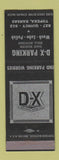 Matchbook Cover - DX oil gas Parking Topeka KS