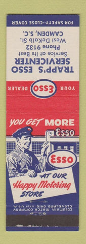 Matchbook Cover - Esso oil gas Trapp's Camden SC