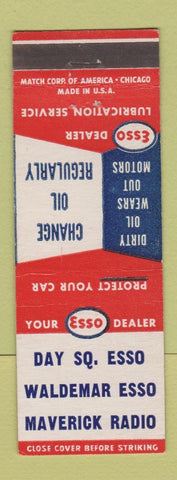 Matchbook Cover - Esso oil gas Day Square Waldemar Maverick Radio