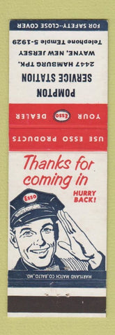 Matchbook Cover - Esso oil gas Pompton Wayne NJ