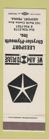 Matchbook Cover - Leesport Chrysler Plymouth Leesport PA