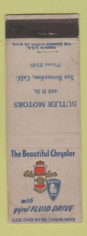 Matchbook Cover - Chrysler Plymouth Butler Motors San Bernardino CA