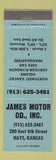 Matchbook Cover - James Chrysler Plymouth Hays KS
