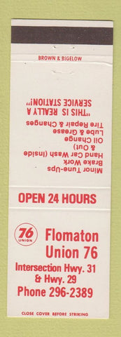 Matchbook Cover - Union 76 oil gas Flomaton AL