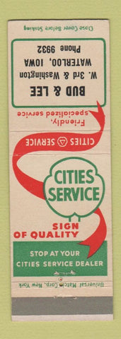 Matchbook Cover - Cities oil gas Bud & Lee Waterloo IA