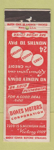 Matchbook Cover - Dawes Motors DeSoto Plymouth  Chicago? WEAR
