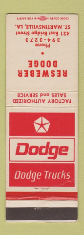 Matchbook Cover - Resweber Dodge St Martinsville LA