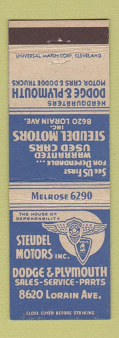 Matchbook Cover - Steudel Motors Dodge Plymouth Cleveland OH