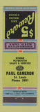 Matchbook Cover - Paul Cameron Dodge Plymouth St Louis MO