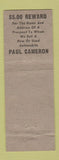 Matchbook Cover - Paul Cameron Dodge Plymouth St Louis MO