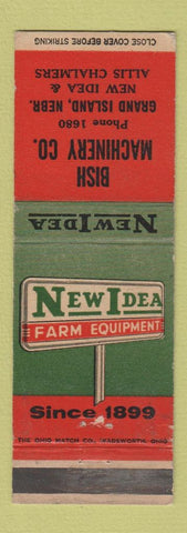 Matchbook Cover New Idea Tractors Bish Machinery Grand Island NE Allis Chalmers