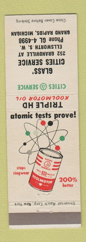 Matchbook Cover - Cities oil gas Glass' Grand Rapids MI