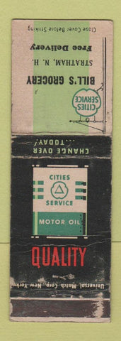 Matchbook Cover - Cities oil gas Bill's Grocery Stratham NH WORN