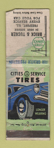 Matchbook Cover - Cities oil gas Brick Tucker Freeport IL WORN #2