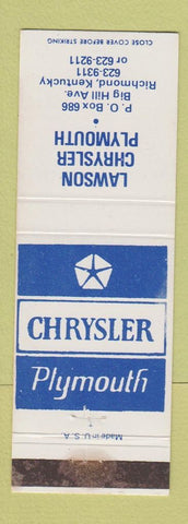 Matchbook Cover - Lawson Chrysler Plymouth Richmond KY WEAR