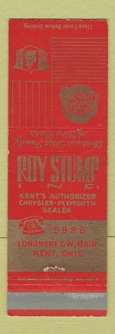 Matchbook Cover - Roy Stump Chrysler Plymouth Kent OH