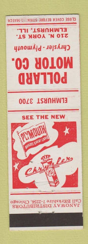Matchbook Cover - Pollard Motors Elmhurst IL Plymouth Chrysler