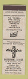 Matchbook Cover - Chrysler Plymouth Bauserman's Arlington VA Tydol oil gas