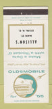 Matchbook Cover - 1955 Oldsmobile Allison's Sylva NC 30 Strike