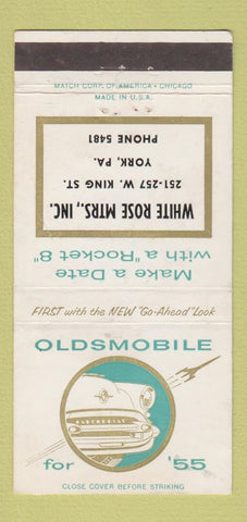 Matchbook Cover - 1955 Oldsmobile White Rose Motors York PA 30 Strike