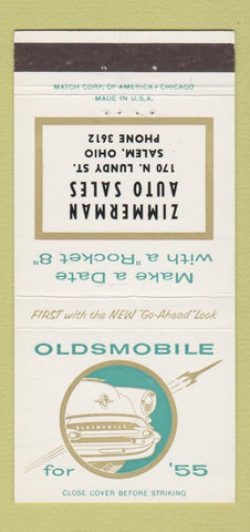 Matchbook Cover - 1955 Oldsmobile Zimmerman Salem OH 30 Strike