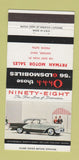 Matchbook Cover - 1956 Oldsmobile Fryman Motors Oxford OH 30 Strike