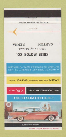 Matchbook Cover - 1957 Oldsmobile Krise Motors Canton PA 30 Strike