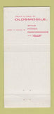 Matchbook Cover - 1957 Oldsmobile Peters  30 Strike