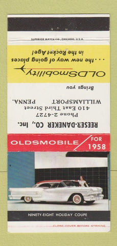 Matchbook Cover - 1958 Oldsmobile Reeser Daneker Williamsport PA 30 Strike