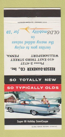 Matchbook Cover - 1959 Oldsmobile Reeser Daneker Williamsport PA 30 Strike