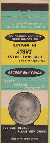 Matchbook Cover - Cerebral Palsy infant disease Highland Park MI