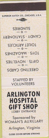 Matchbook Cover - Arlington Hospital Gift Shop VA white