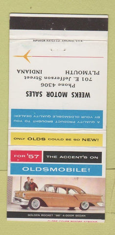 Matchbook Cover - 1957 Oldsmobile Weeks Plymouth IN 30 Strike