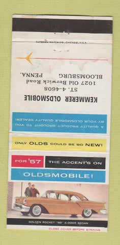 Matchbook Cover - 1957 Oldsmobile Kemmerer Bloomsburg PA WORN 30 Strike