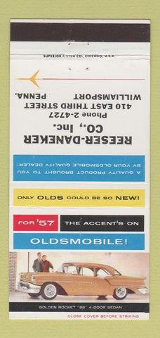 Matchbook Cover - 1957 Oldsmobile Reeser Daneker Williamsport PA 30 Strike
